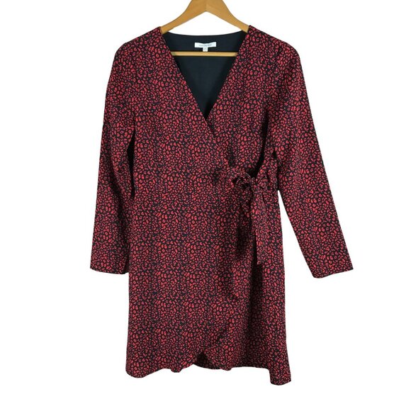 Skies Are Blue Red/Black Printed Faux Wrap Dress SMALL - Picture 7 of 11